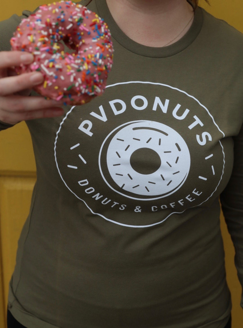 PV Donut logo olive T shirt